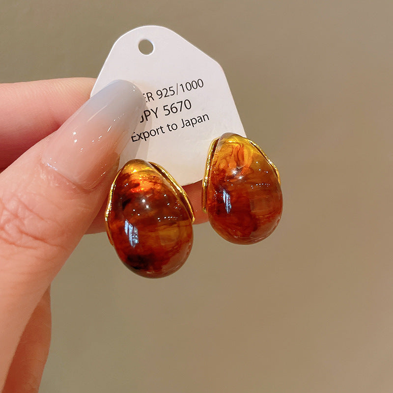 Women's Needle Geometric Irregular Resin Fashionable Retro Earrings