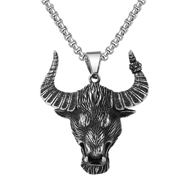 Men's Personality Trend Skull Sheep Head Titanium Necklaces