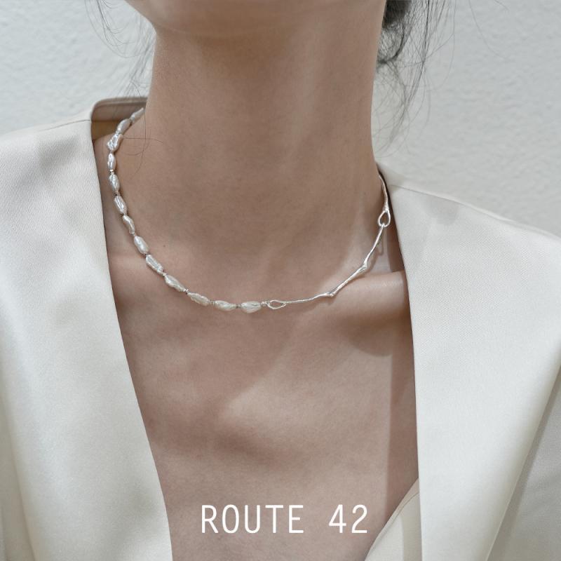 Retro Natural Baroque Pearl Broken Sterling Sier Necklaces
