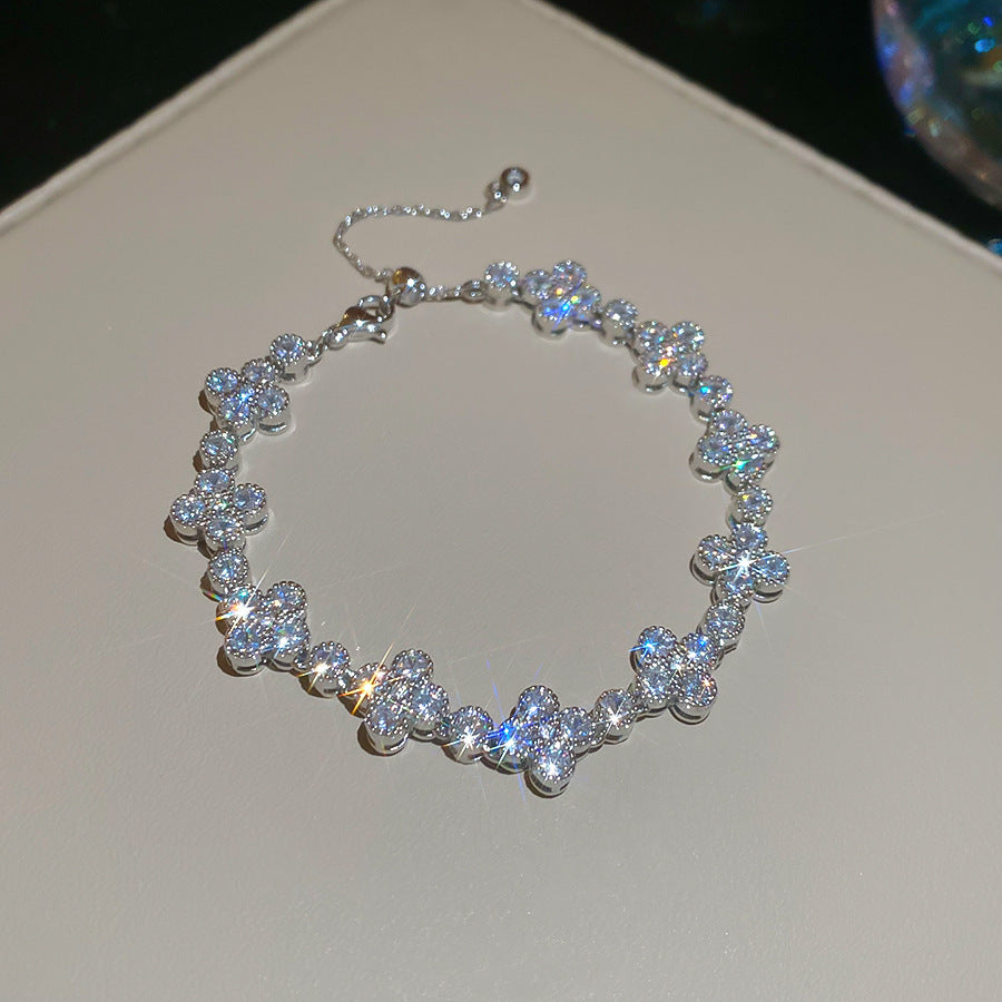 Women's Austrian Bright Gem Flower Light Luxury High-grade Court Style Fashion Bracelets