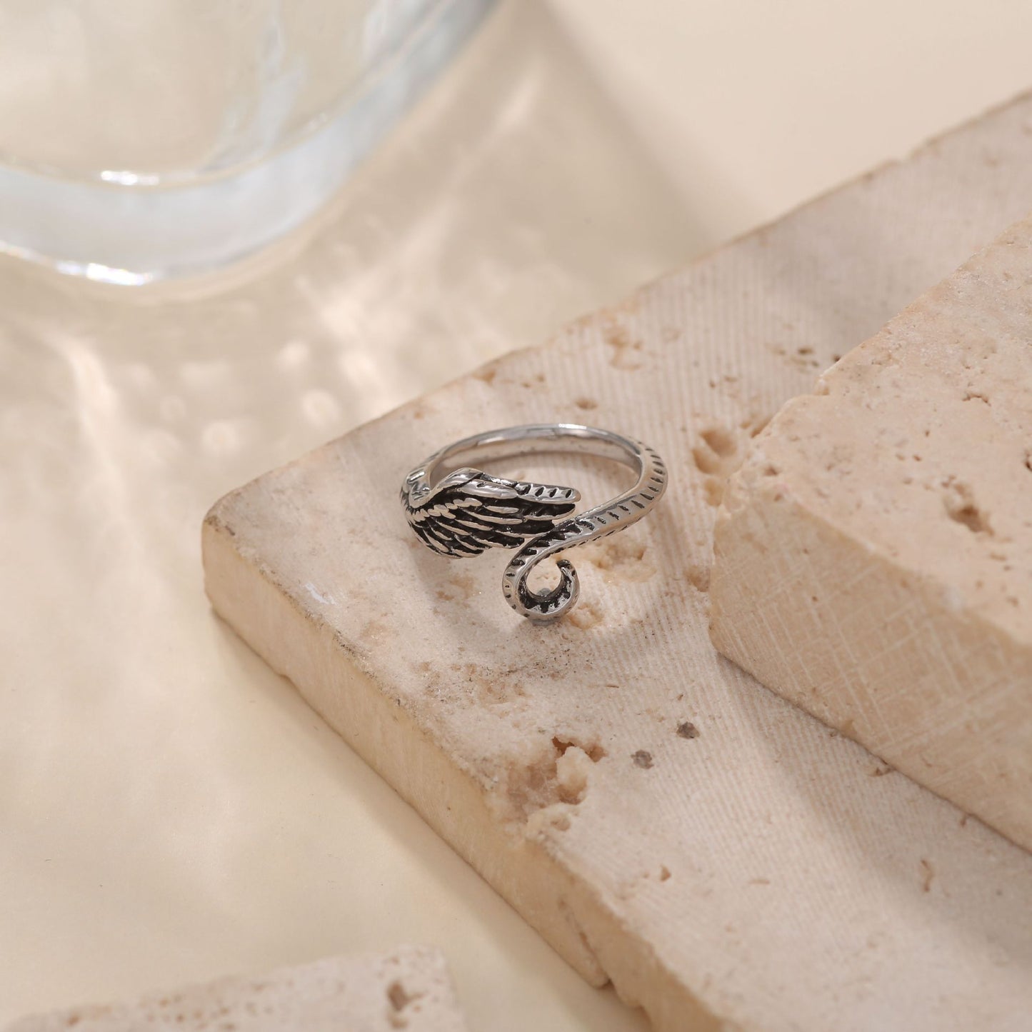 Men's Retro Trendy Sier Open Single Lucky Rings