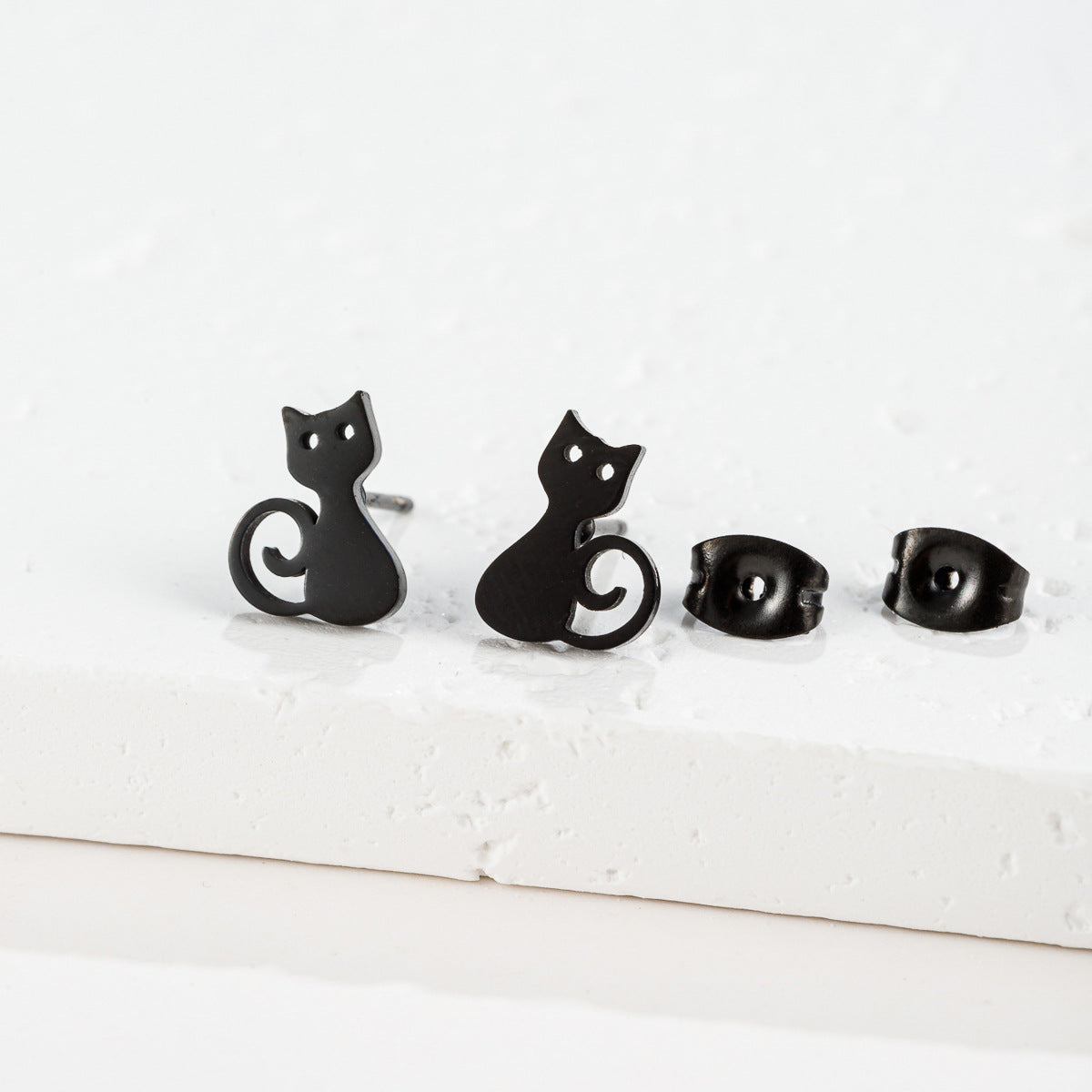 Stainless Steel Goldfish Bird Ear Design Ghost Skull Stud Earrings