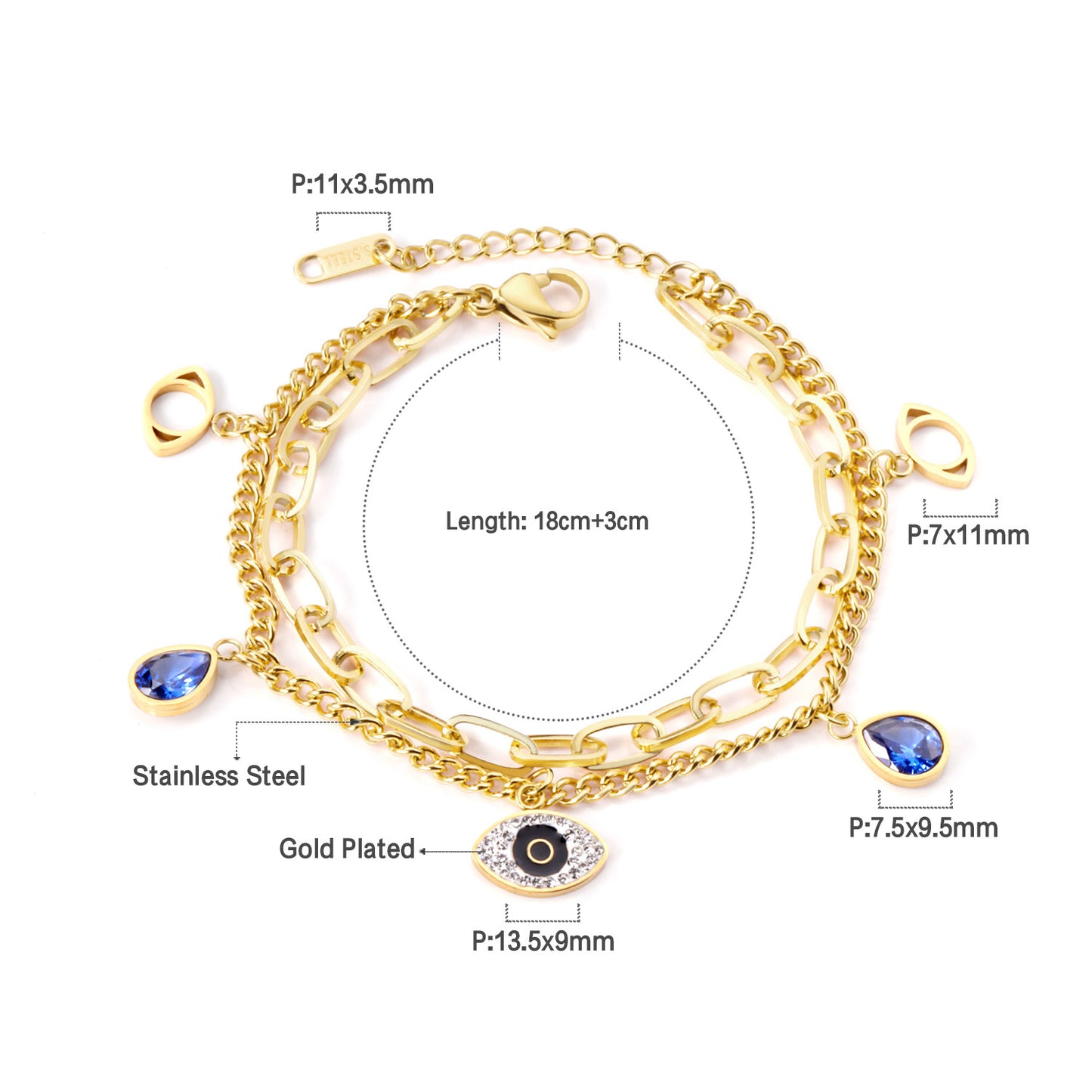 Women's Devil's Eye Niche Fashion Electroplated Metal Hand Bracelets