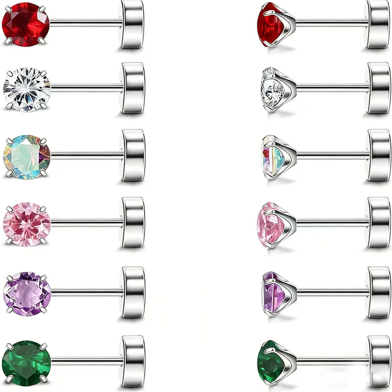 Super Flash Stainless Steel Zircon Advanced Sense Stud Earrings
