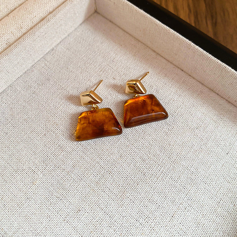 Women's Needle Geometric Irregular Resin Fashionable Retro Earrings