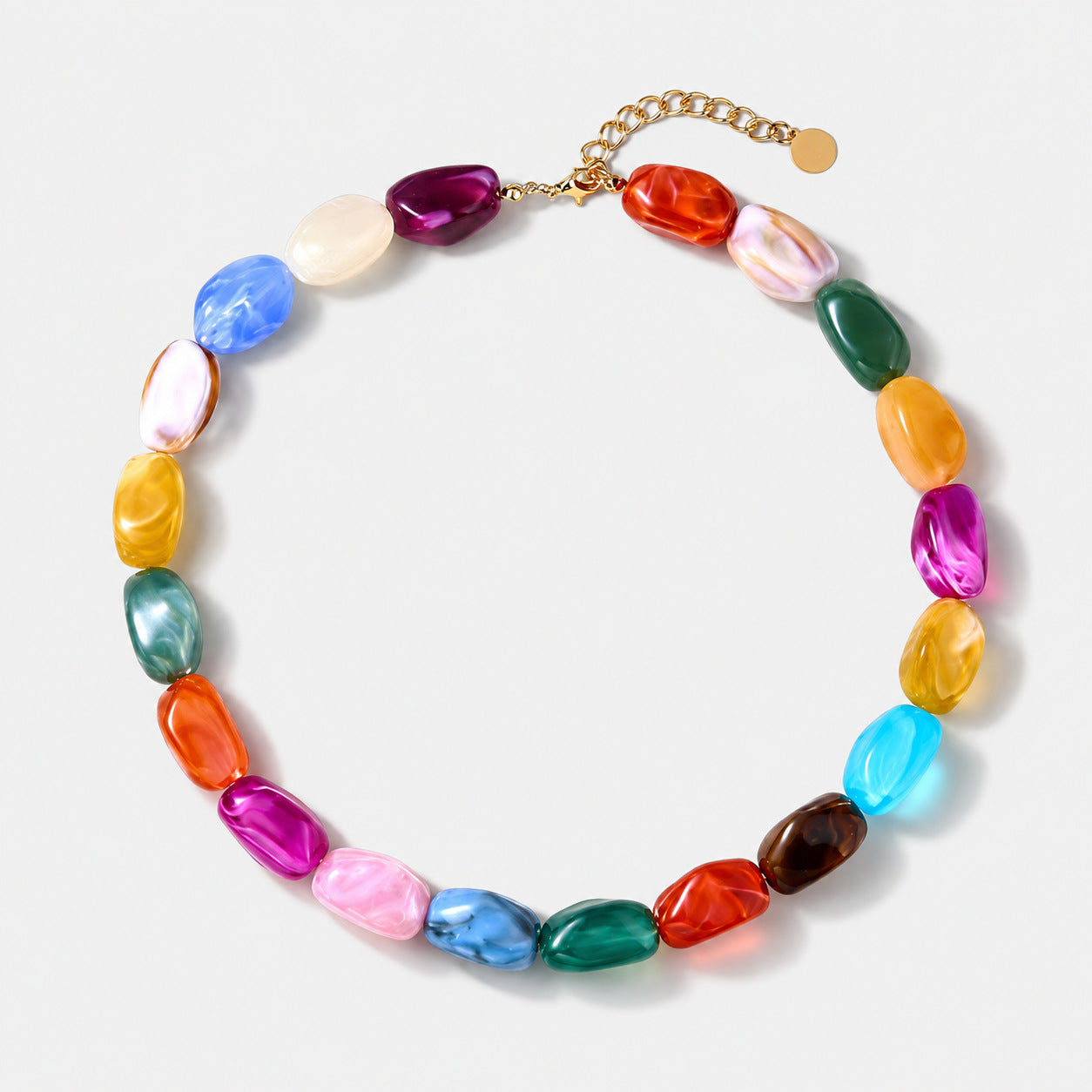 Resin Colorful Acrylic Jelly Clavicle Chain Bohemian Love Barrel Necklaces