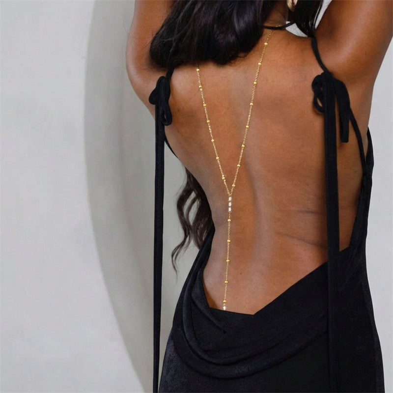 Water Drop Body Chains Simple Summer Single Layer Round Rhinestone Necklace