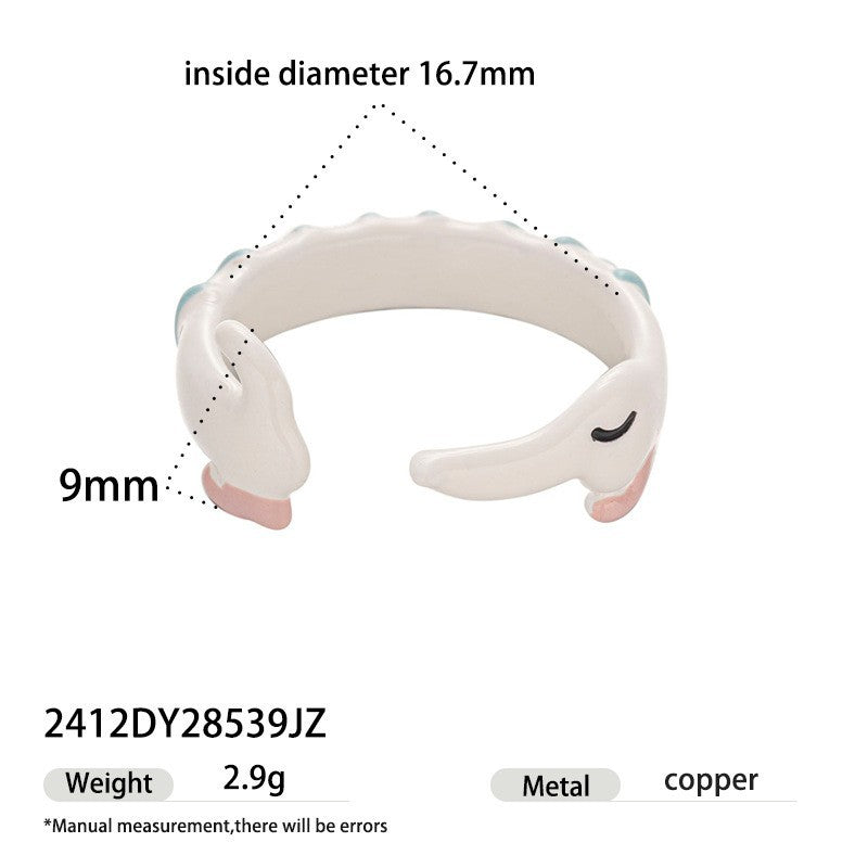 Niche Dopamine Animal Handmade Dripping Oil Cold Enamel Hand Ring