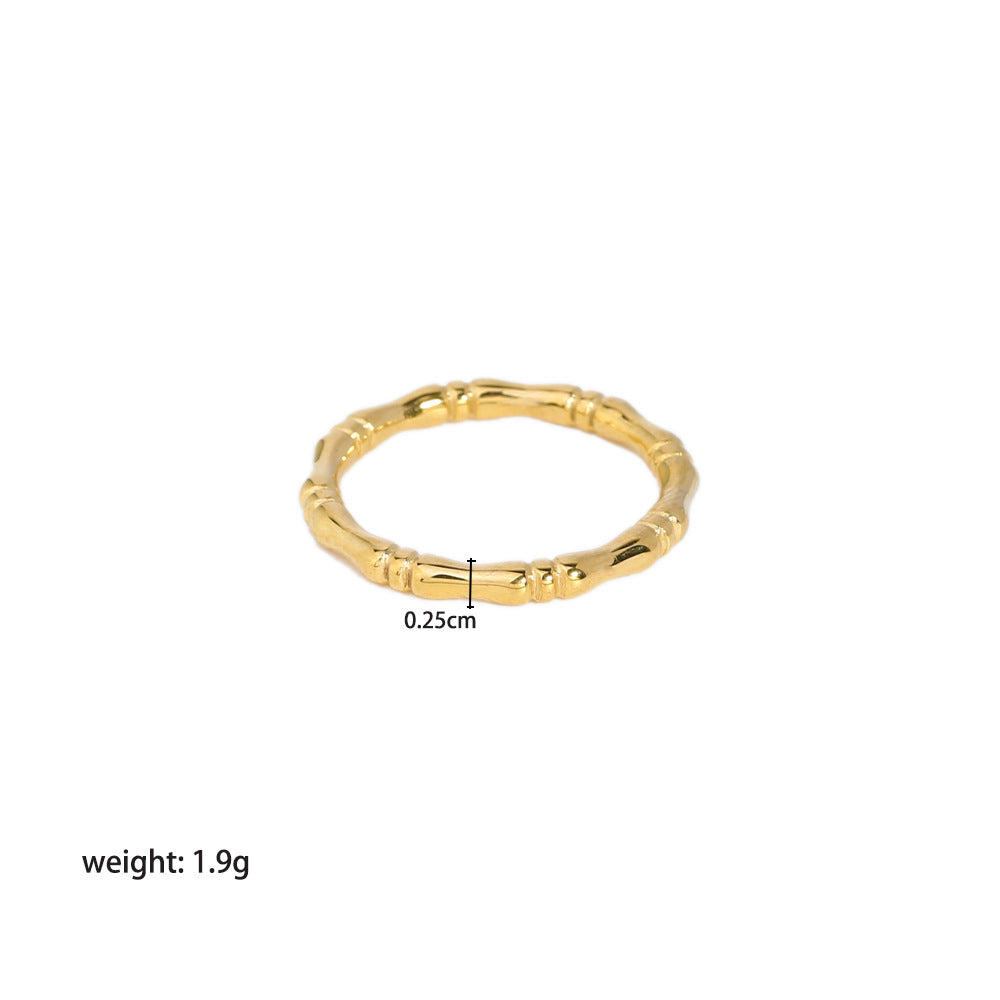 Simple Style Stainless Steel Gold-plated Bamboo Rings