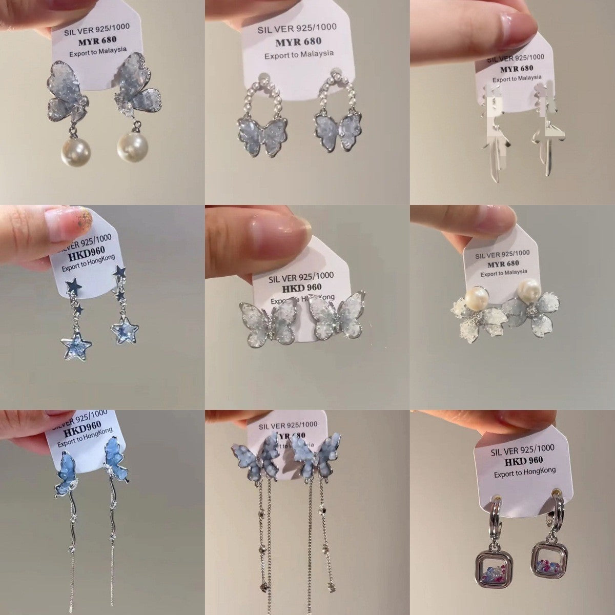 Women's High Sense Light Luxury Temperament Crystal Butterfly Summer Earrings