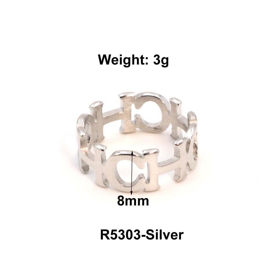 Female Titanium Steel Gold Index Finger Rings