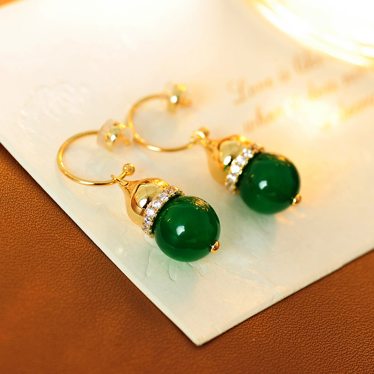 Women's Plating Chalcedony Pearl Ear Hook French Retro Flow Light Style Earrings