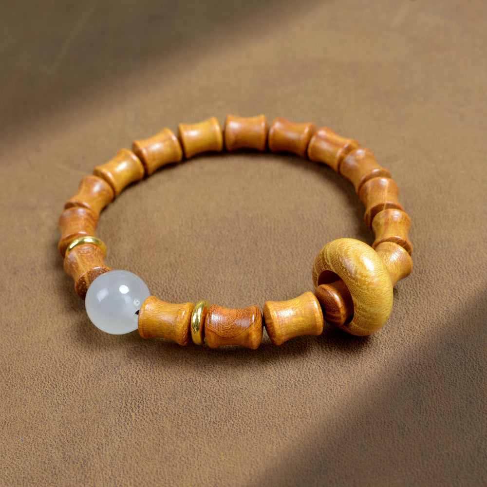Women's & Men's Retro Style Green Sandalwood Bamboo Festival High-rise Holding Bracelet