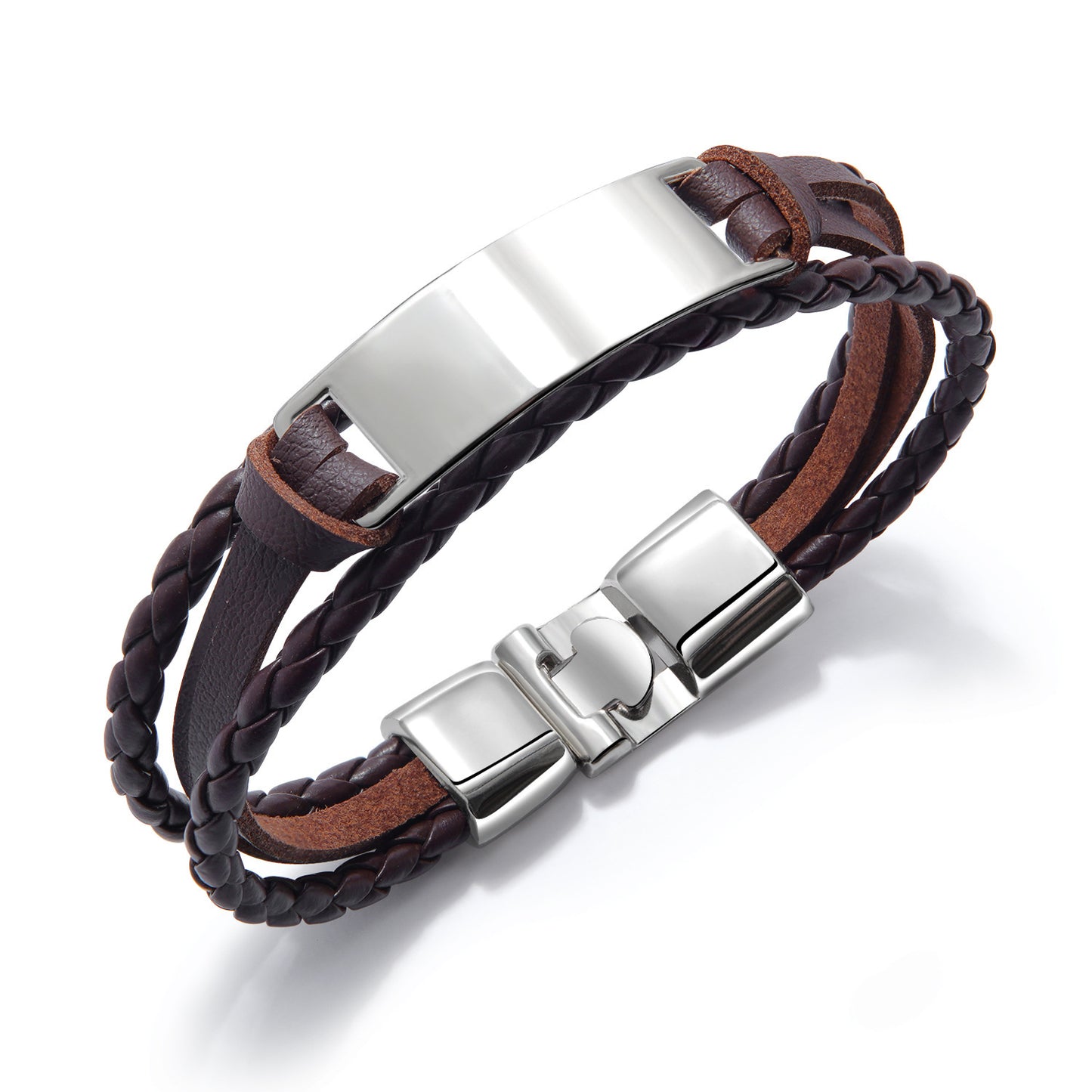 Men's Trendy Simple Woven Leather Glossy Personality Lettering Bracelet