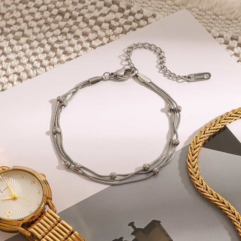 Women's Stainless Steel Gold Twin High-grade Titanium Exquisite Bracelet