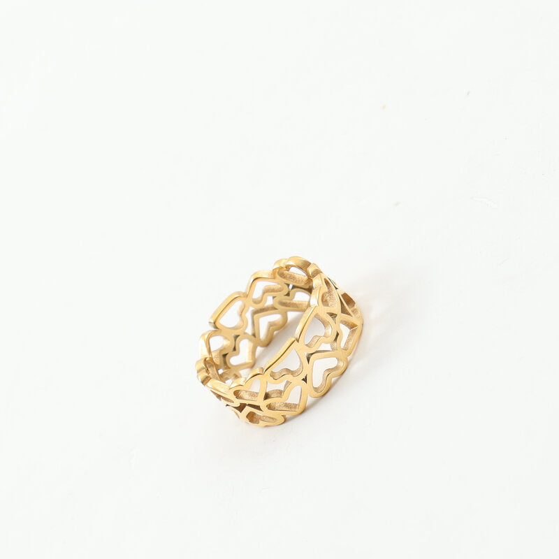 Hollow Heart Titanium Steel Gold Plating Rings