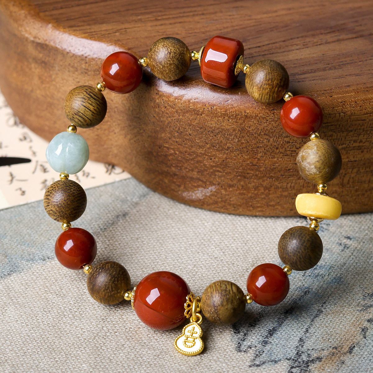 Women's Vietnam Nha White Chess Nan Eaglewood Buddha Beads Bracelets