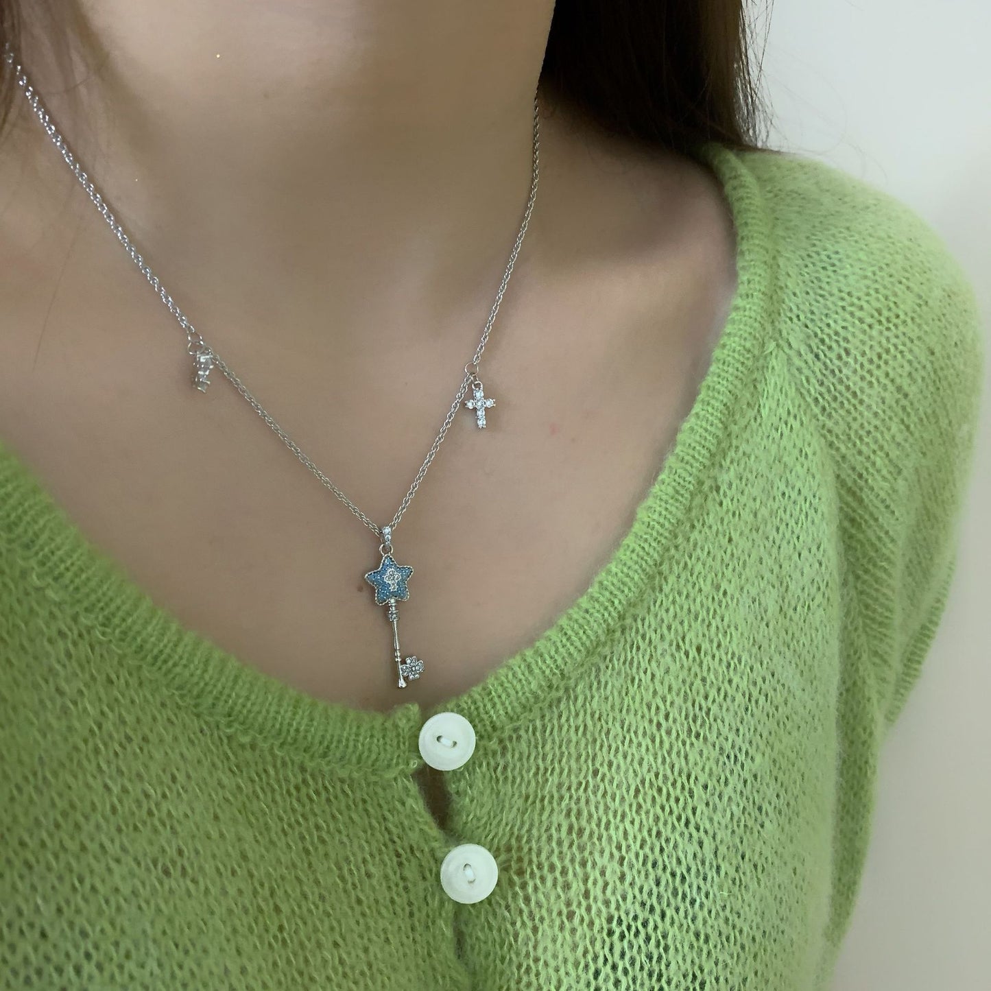 Blue Key Adjustable Exquisite High-grade Clavicle Necklaces