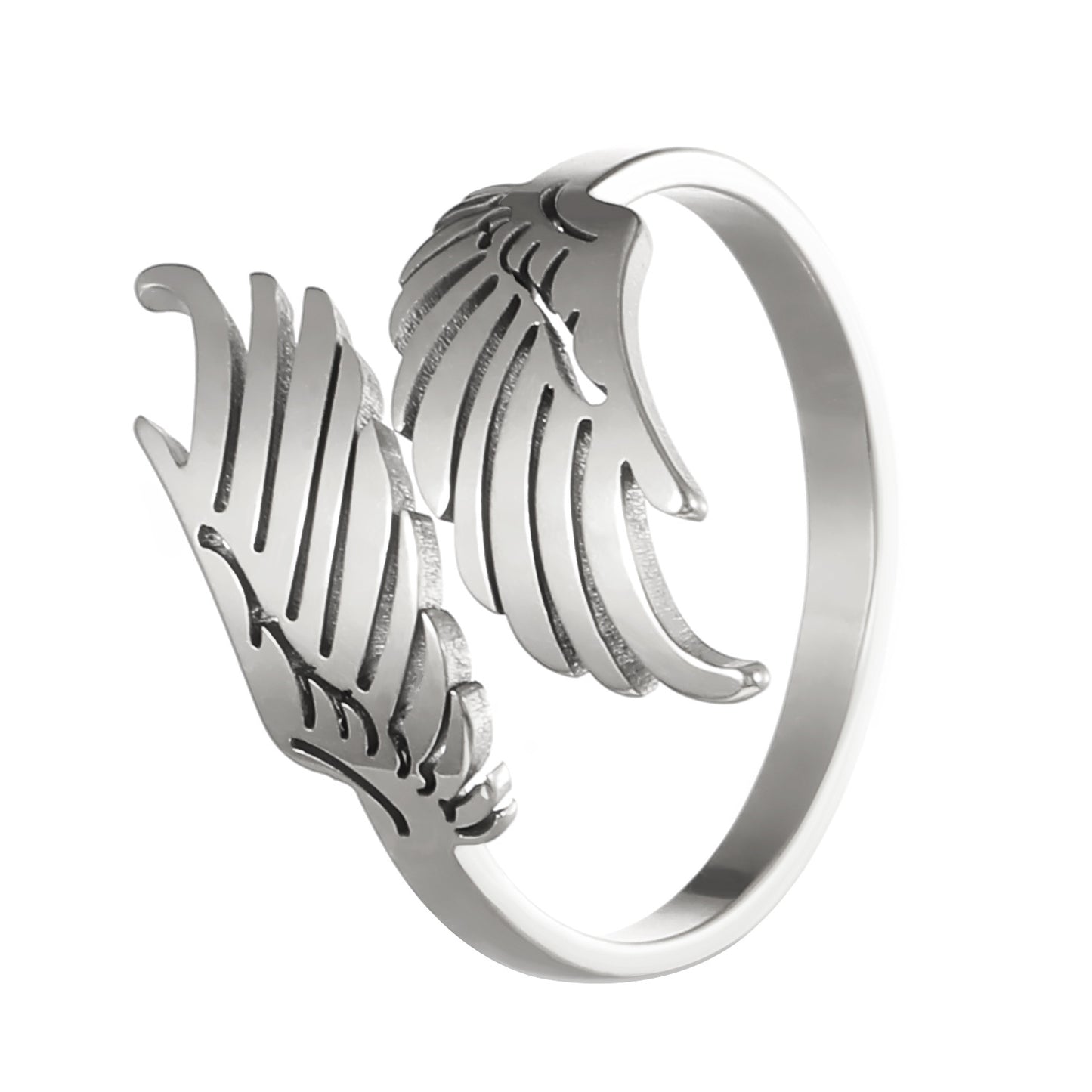 Hip Hop Couple Niche Wings Opening Adjustable Stainless Ring