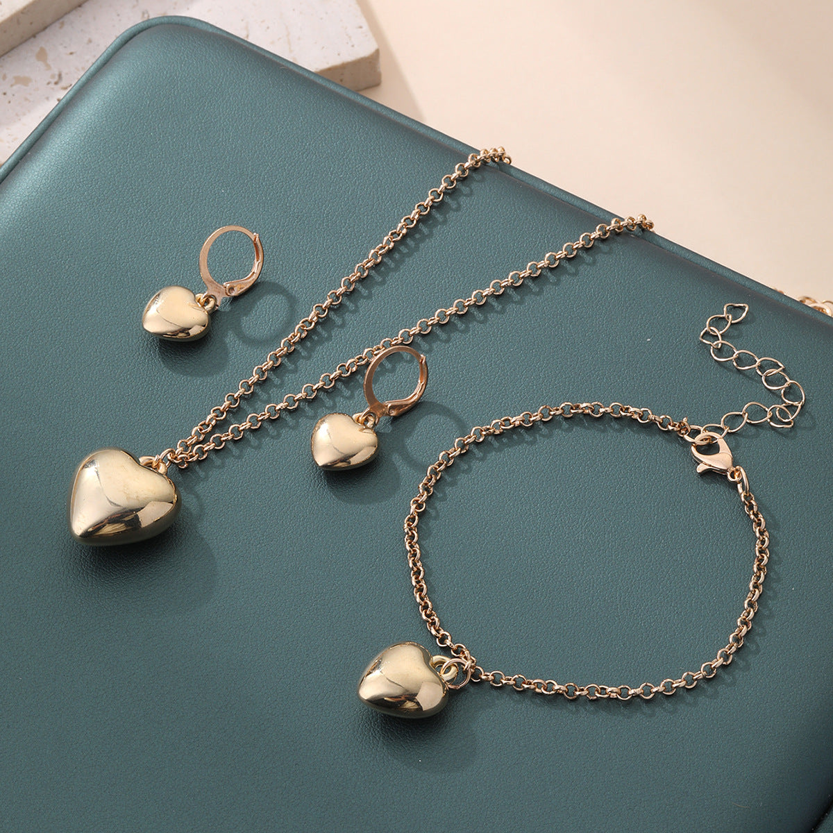 Fashion Peach Heart Creative Combination Female Jewelry Set
