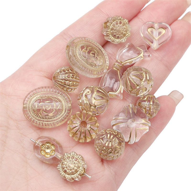 Acrylic Transparent Vintage Frosted Gold Scattered Beads Jewelry Accessories
