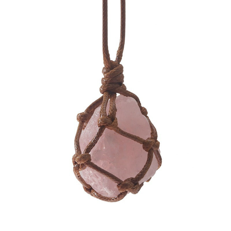 Handmade Woven Irregular Stone Net Rough Necklace