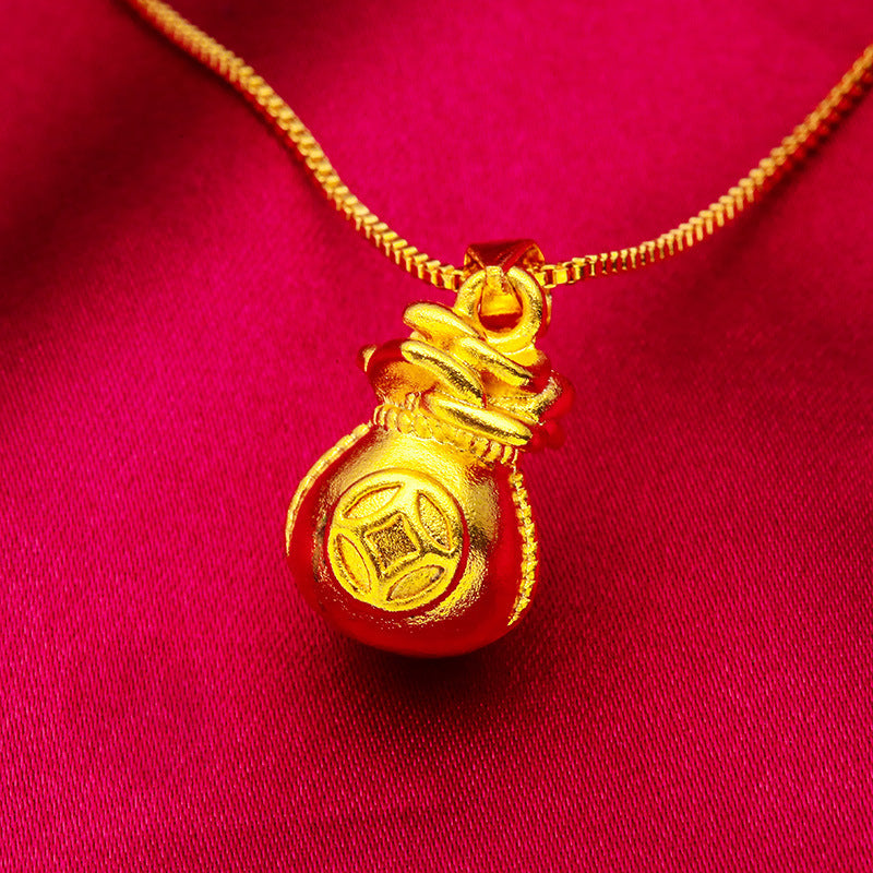Women's Vietnam Placer Gold Lucky Bag Coin Necklace