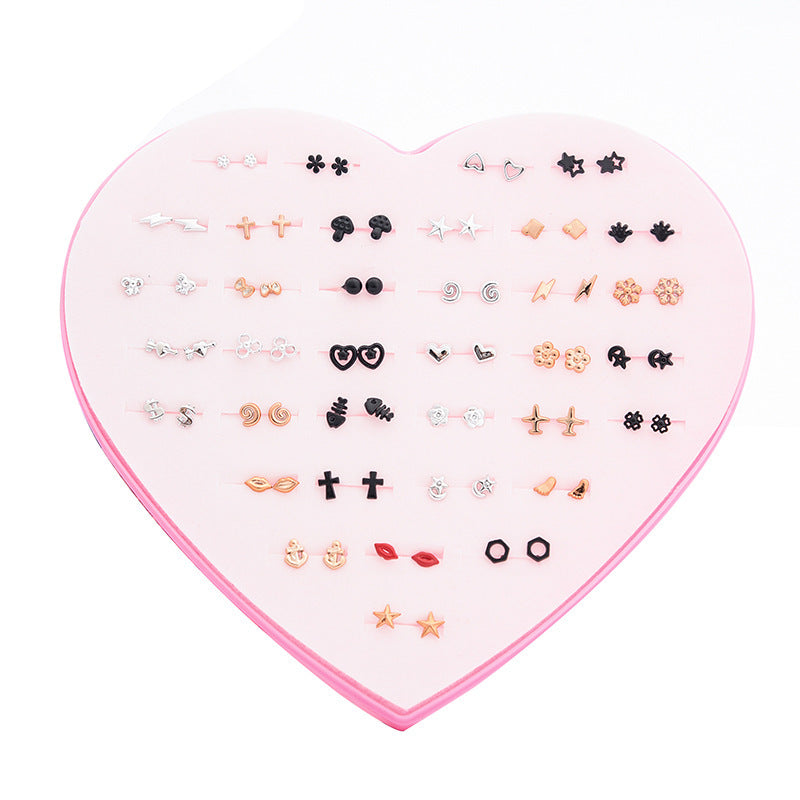 Women's Flower Love Heart Not Allergic To Stud Earrings