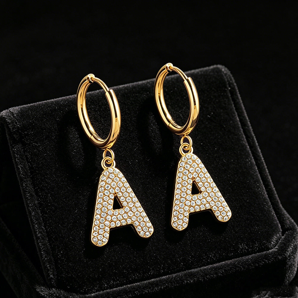 Fashion Stainless Steel Full Zircon Shell Starfish High Sense Refined Earrings