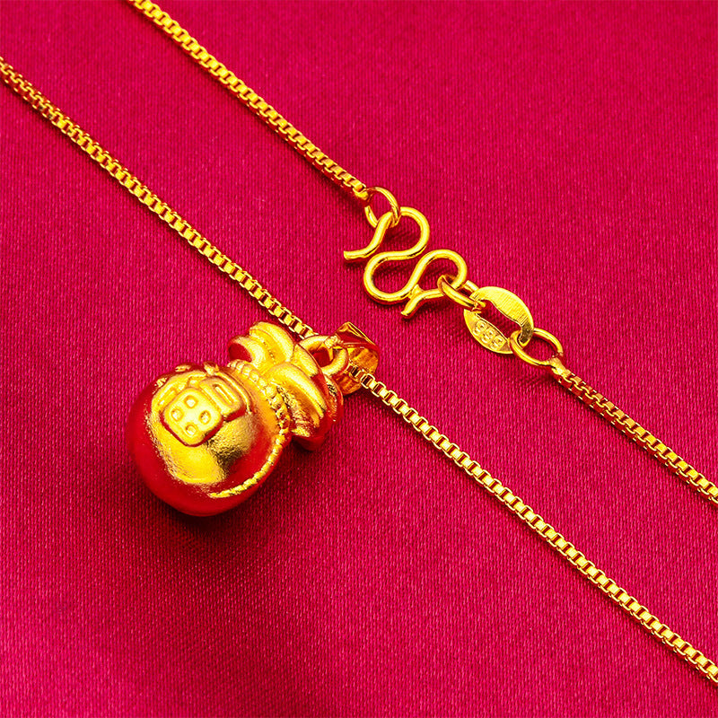 Women's Vietnam Placer Gold Lucky Bag Coin Necklace