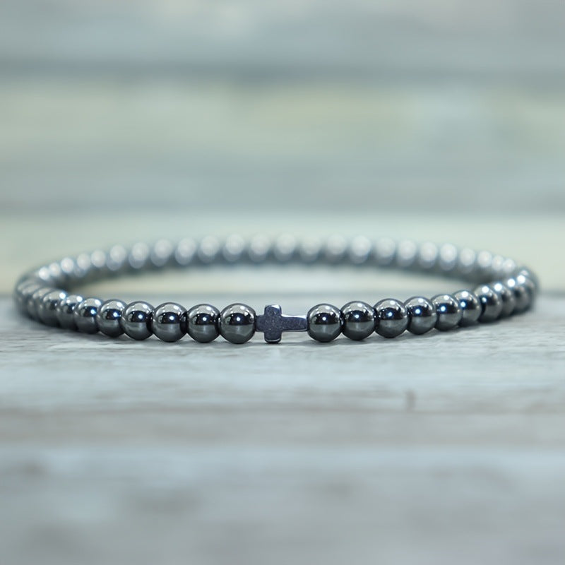 Haematite Cross Volcanic Rock Red Turquoise Bracelets