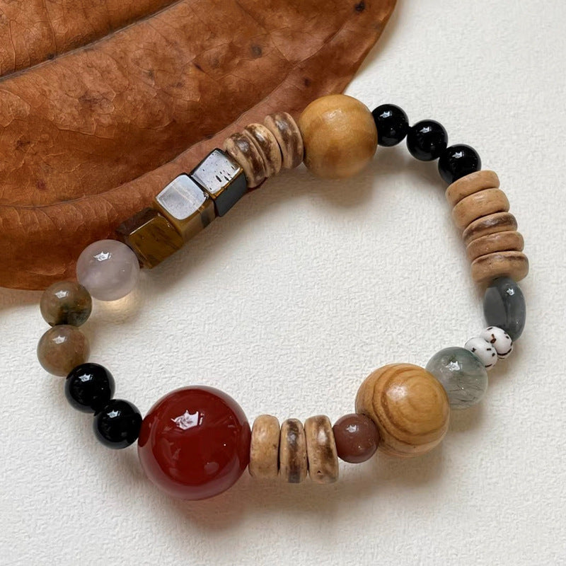 Style Red Vintage Beaded Female Niche Twin Bracelets