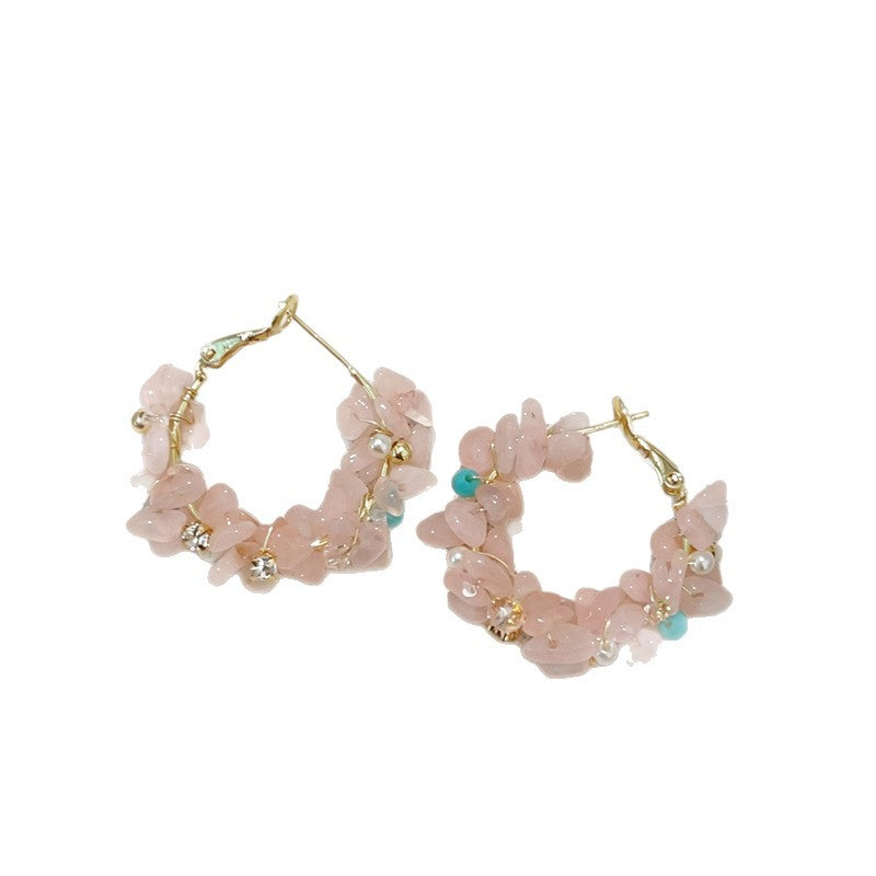 Gravel Zircon Shaped Female Niche White Earrings