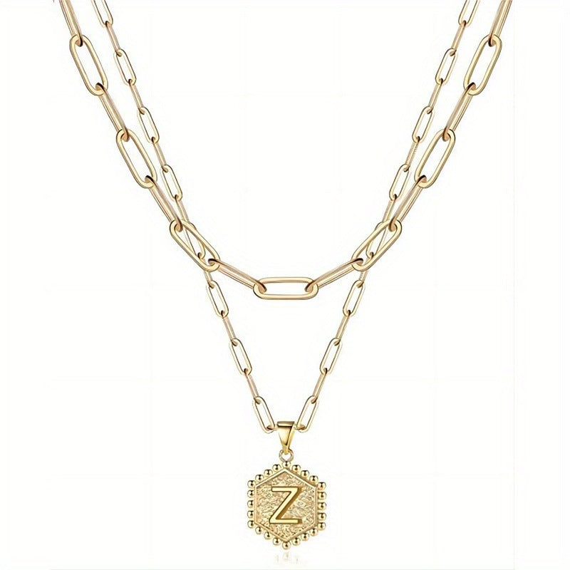 Gold Color Plated Letter Female English Necklace