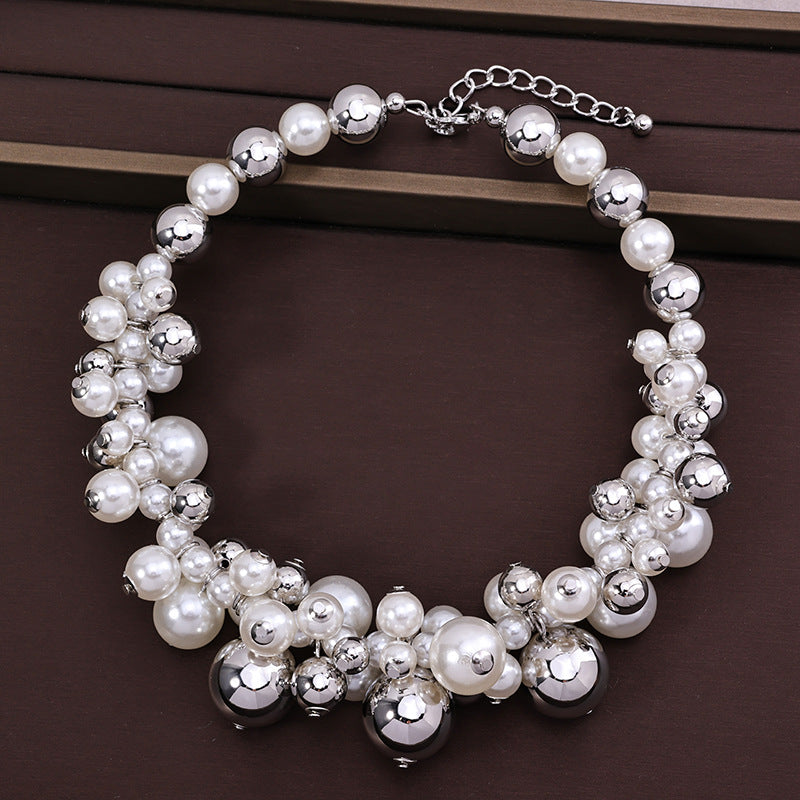 Women's Minority Sier High-grade Temperament Pearl Ball Necklaces
