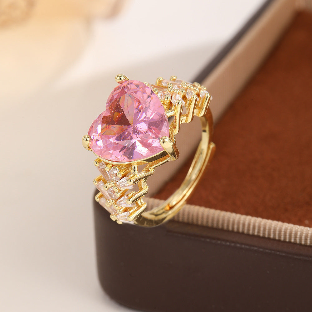 French Refined Zircon Female Design Temperament Open Super Fairy Flowers Rings