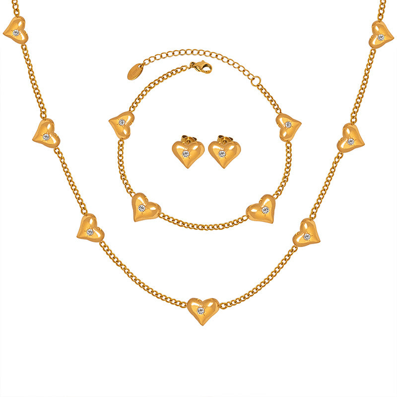 Style Inlaid Zircon Peach Heart Fashion Necklaces