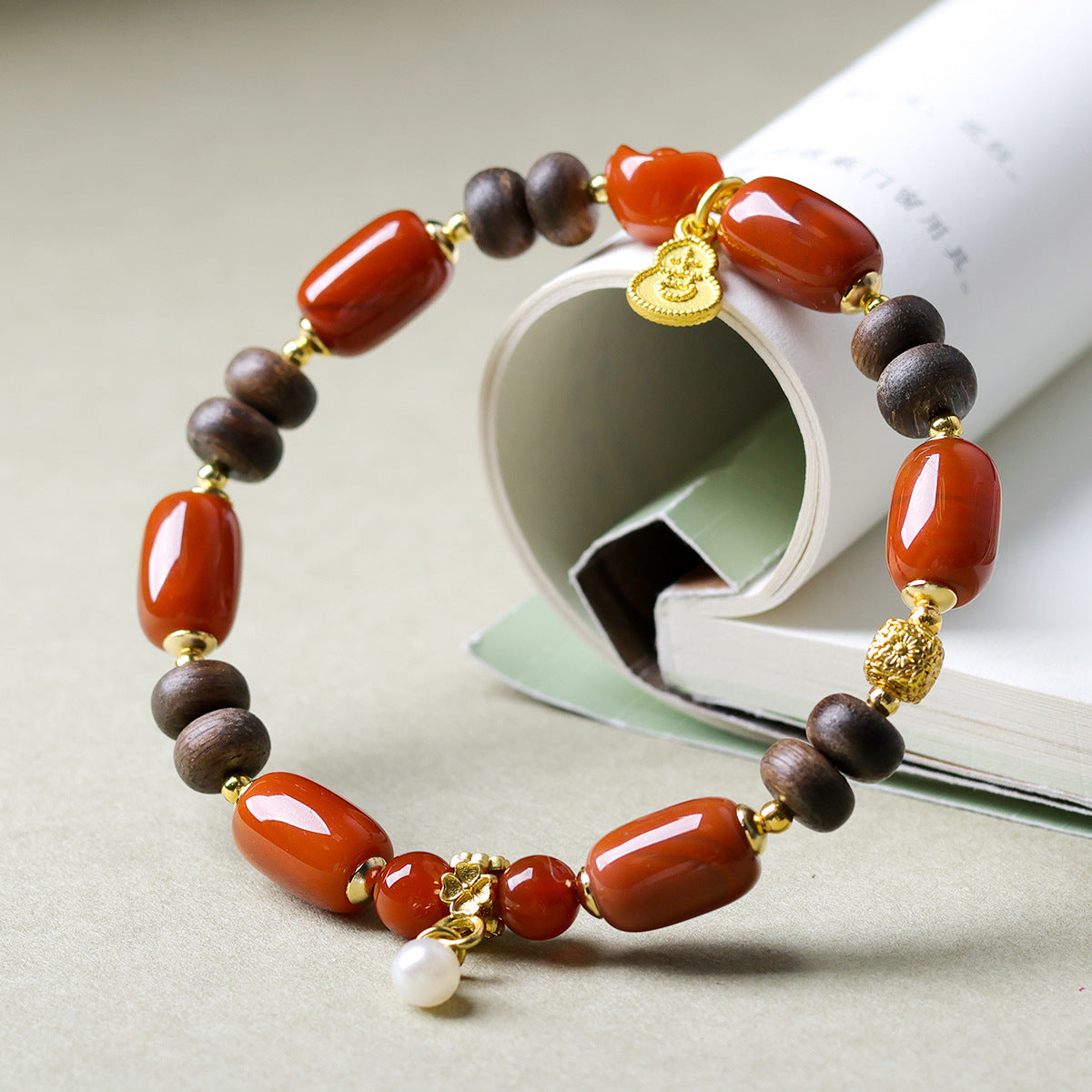 Red Agate Barrel Beads Laterite Eaglewood Bracelets
