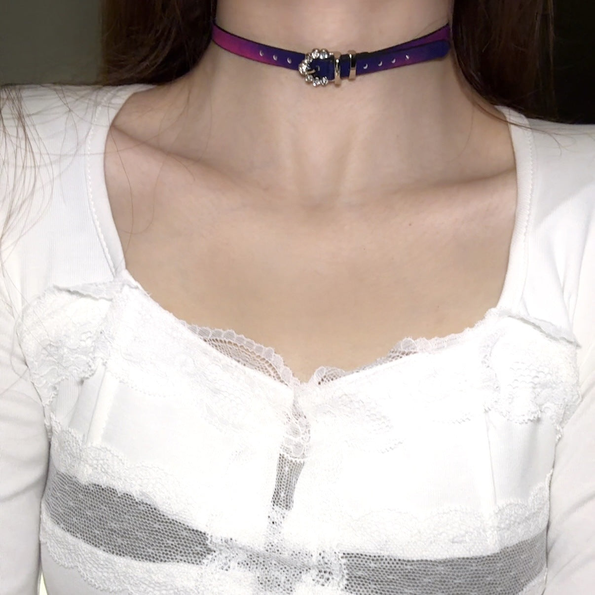 Women's Warm Thin Exquisite Leather Hot Personalized Hip Hop Collar