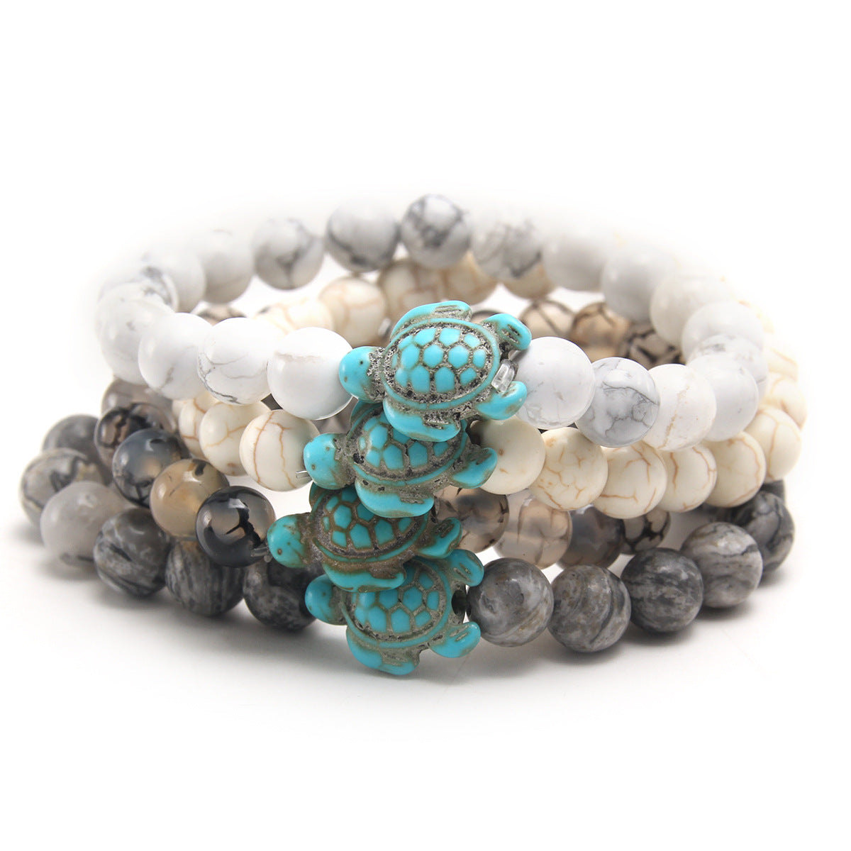 Durable Attractive Natural Stone Turtle Stretch Bracelets