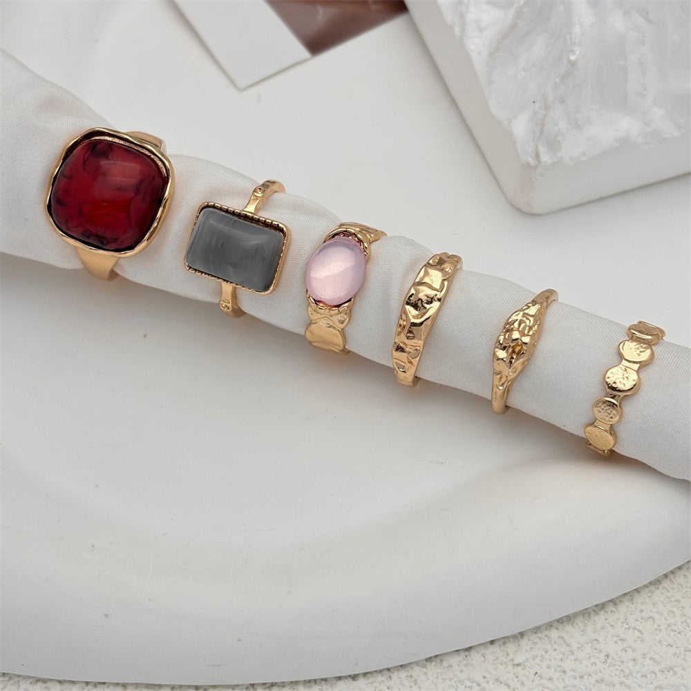 Small Round Style Mild Luxury Gem Personality Trendy Ring