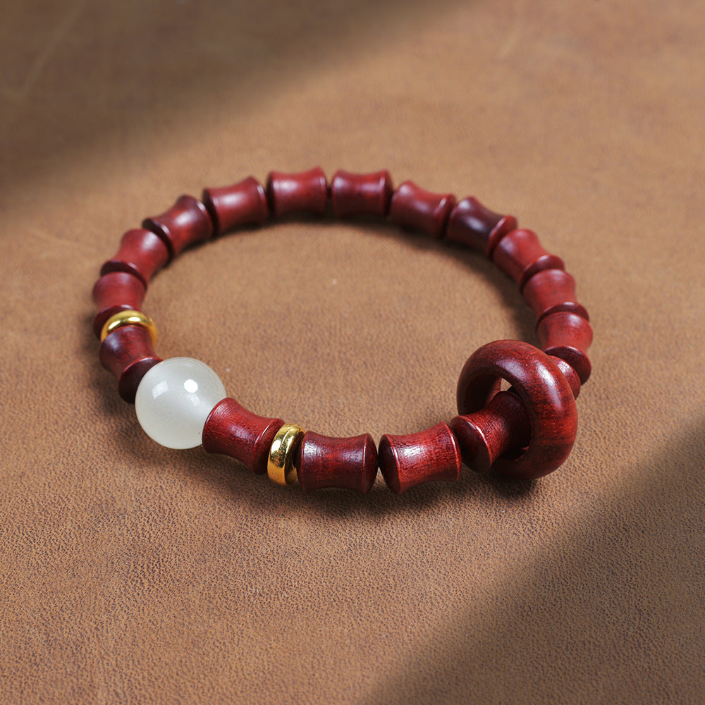 Women's & Men's Retro Style Green Sandalwood Bamboo Festival High-rise Holding Bracelet