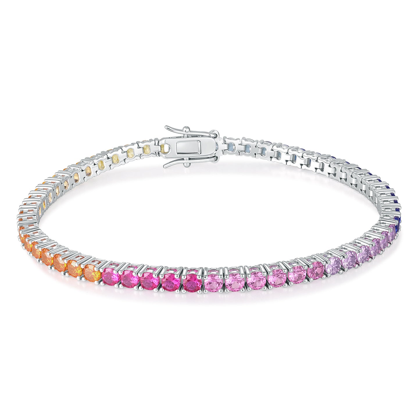 Gradient Zircon Tennis Round Bag Copper Bracelets