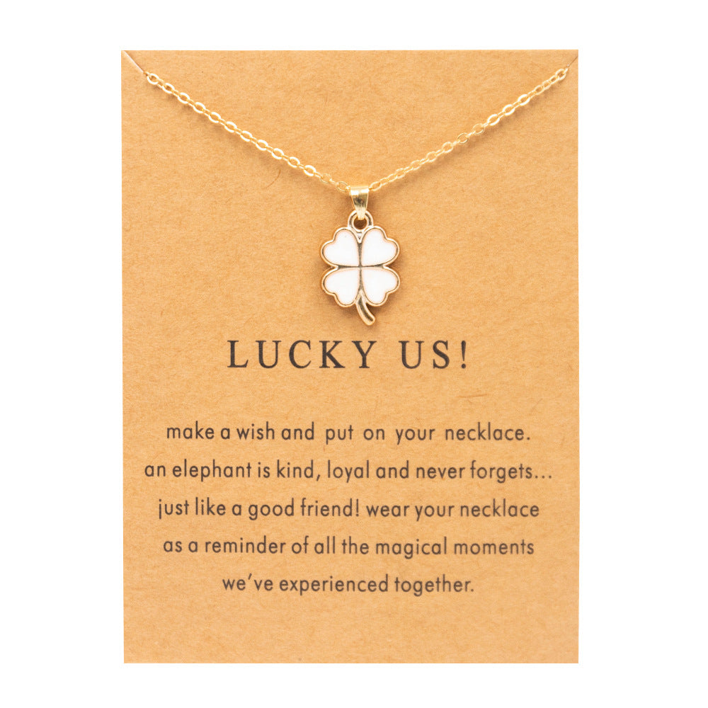 Elegant Lucky Four-leaf Clover Alloy Card Necklaces
