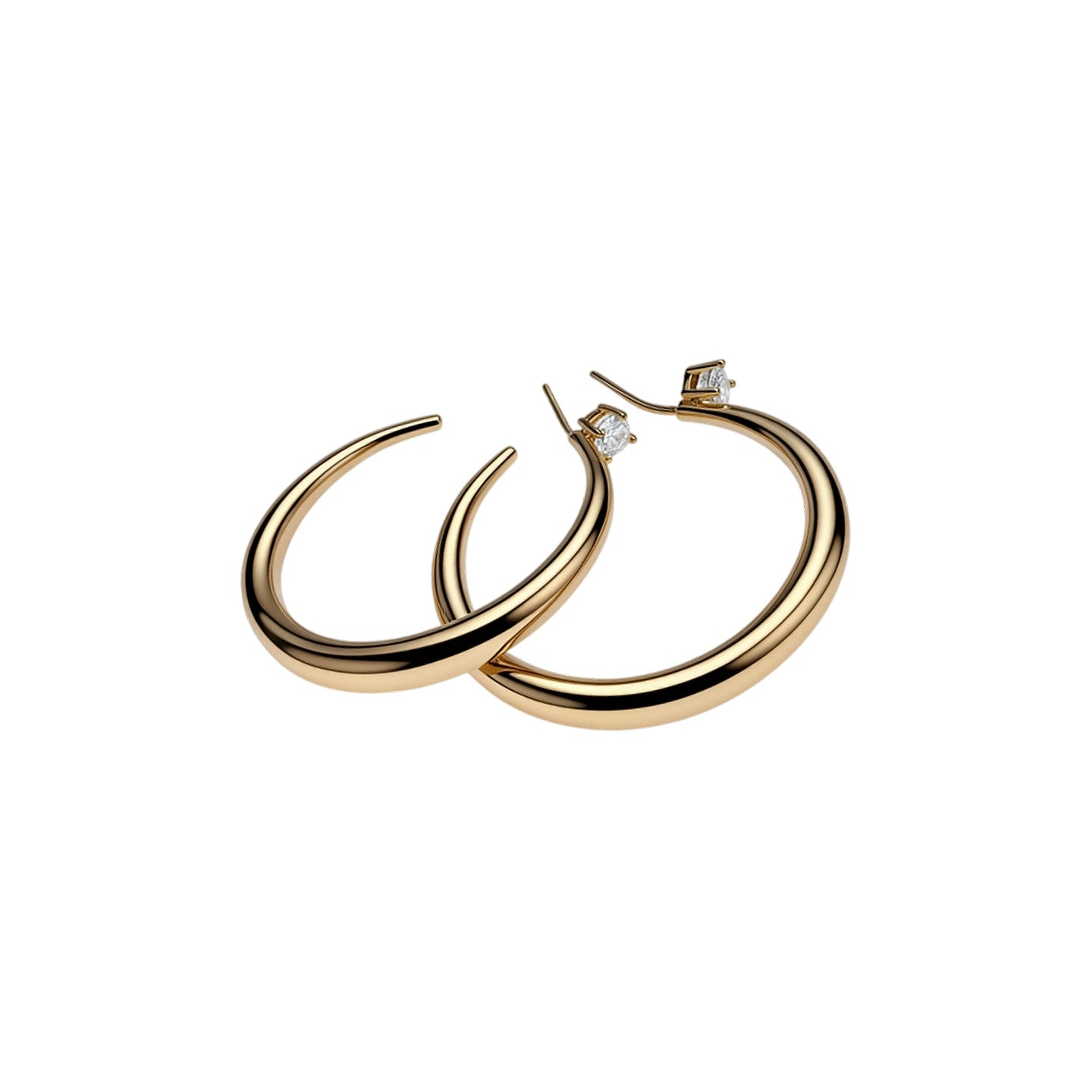 Electroplated Sier Needle Zircon Round Stylish Simple Style Light Luxury Earrings