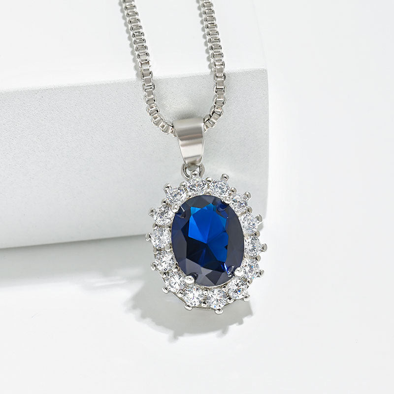 Gems High Sense Princess Round Sapphire Necklaces