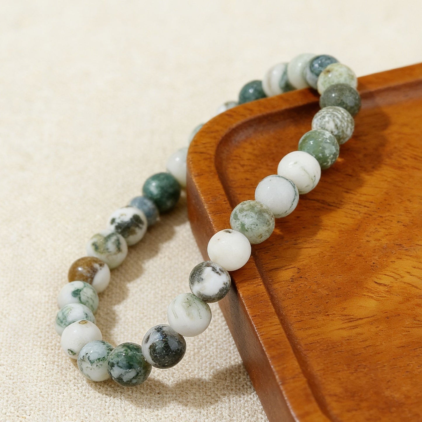 Natural Tree Pattern Stone Handmade Beaded Bracelets