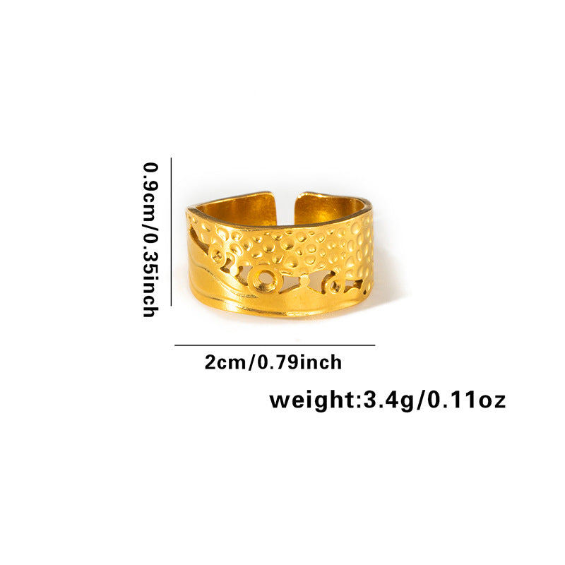 Women's Line Hollow Heart Snake-shaped Design Gold Rings