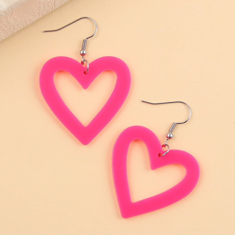 Women's Love Heart Fluorescent Color Heart-shaped Acrylic Earrings