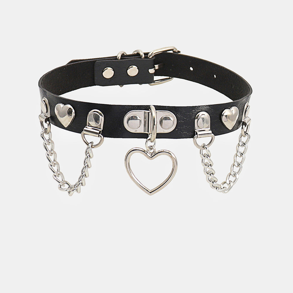 Punk Chain Tassel Love Leather Dark Nightclub Rock Sweet Collar